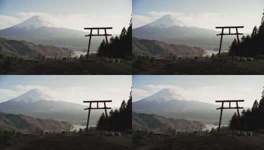 富士山，鸟居，火山，山高清在线视频素材下载