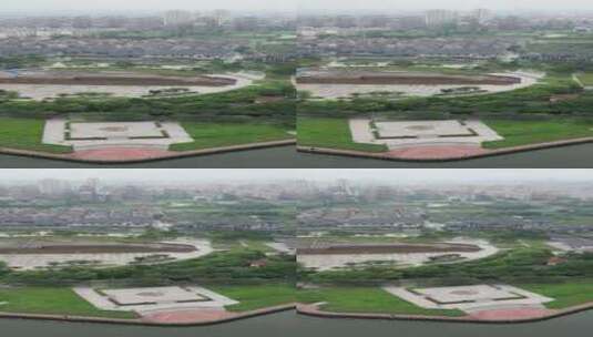 竖版航拍城市湖北荆州画舫艺术空间高清在线视频素材下载