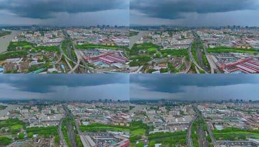 广州航拍暴风雨来临高清在线视频素材下载