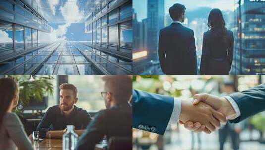 商业场景 公司职员 高档办公楼 合作共赢高清在线视频素材下载