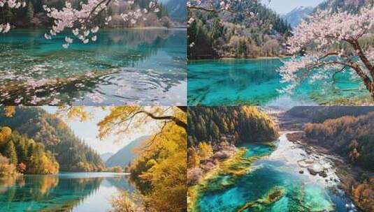 九寨沟四季风光合集高清在线视频素材下载