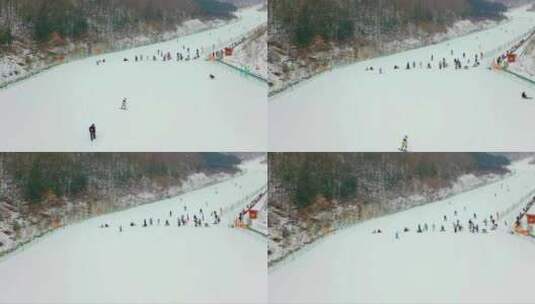 冬奥会雪场初级滑雪区训练冬奥会实拍高清在线视频素材下载