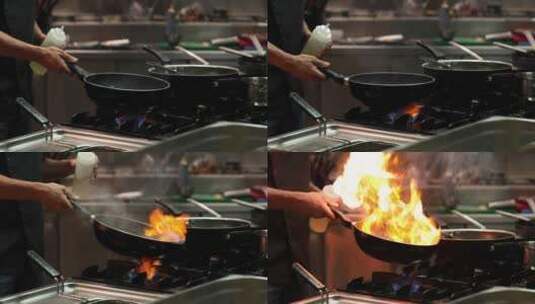 厨师炒菜烹饪高清在线视频素材下载