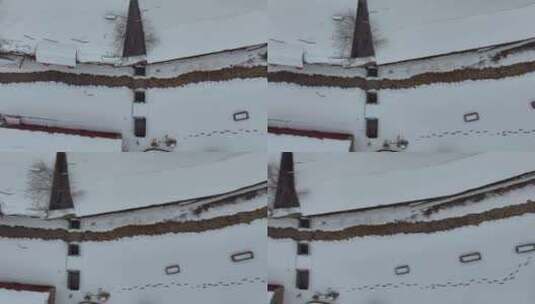 航拍雪后山区乡村风景高清在线视频素材下载