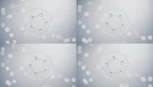 透明分子与白色背景3D渲染高清在线视频素材下载
