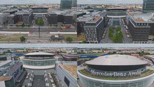 德国柏林梅赛德斯-奔驰竞技场鸟瞰图高清在线视频素材下载