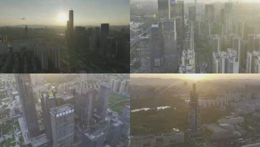 夕阳下的贵州金融城高清在线视频素材下载