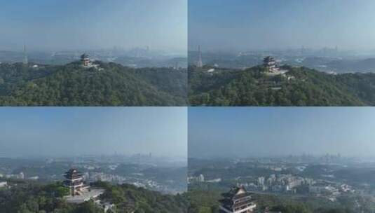 惠州挂榜阁航拍山峰寺庙森林风景红花湖景区高清在线视频素材下载