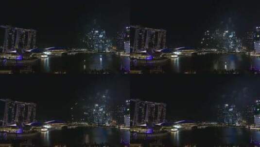 新加坡滨海湾新年前夕烟花表演高清在线视频素材下载