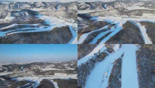 2024东北亚滑雪场 雪道人群 雪场风景高清在线视频素材下载
