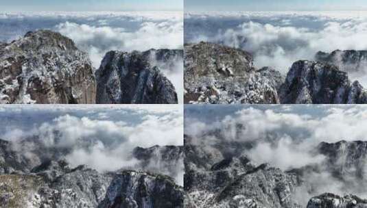 天下第一仙山三清山冬季雪景云海风光航拍高清在线视频素材下载