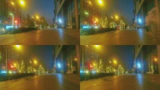 城市马路街道夜晚散步行人人流延时高清在线视频素材下载