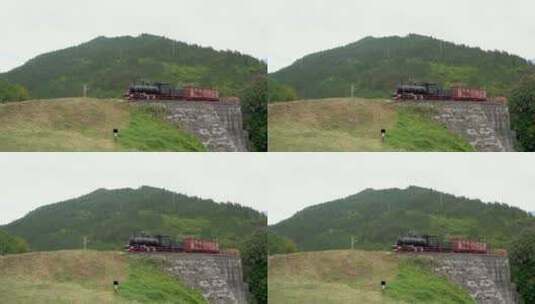 波斯尼亚和黑塞哥维那的火车在山上的波斯尼高清在线视频素材下载