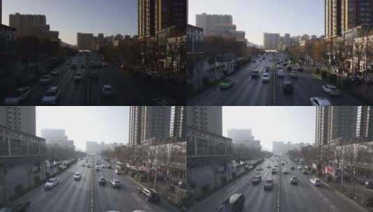 西安市碑林区天桥车辆行人街拍下穿车道高清在线视频素材下载