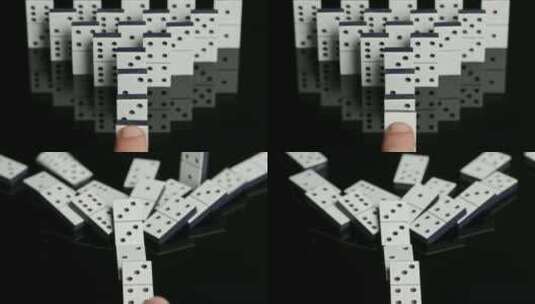 复杂的Domino设置在链式反应序列中崩高清在线视频素材下载