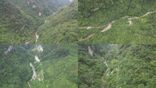 航拍湖北宜昌三峡猴溪防风景名胜区山谷缆车高清在线视频素材下载