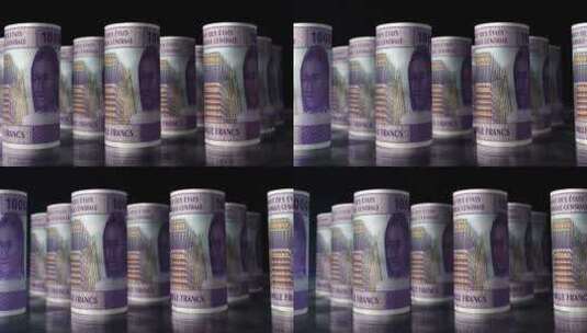 中非非洲金融共同体法郎钞票卷无缝循环高清在线视频素材下载