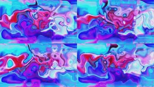 金属背景下液态水中抽象彩色蓝色和红色墨水高清在线视频素材下载
