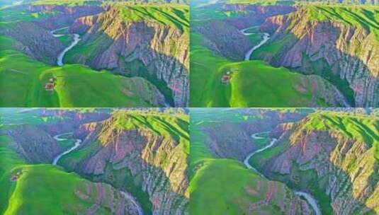 新疆喀拉峻阔克苏大峡谷HDR航拍高清在线视频素材下载