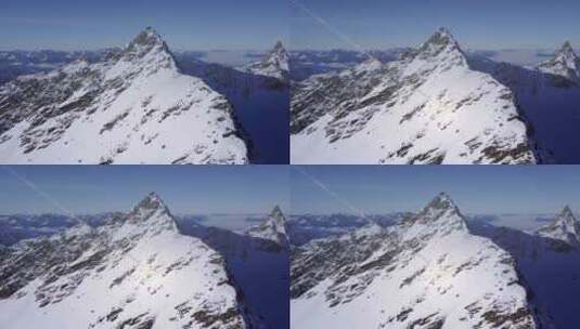 流星小行星撞击大雪山，鸟瞰图高清在线视频素材下载