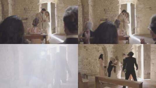 一对夫妇在教堂结婚高清在线视频素材下载