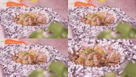 美食锡纸海鲜蛏子花蛤 (7)高清在线视频素材下载