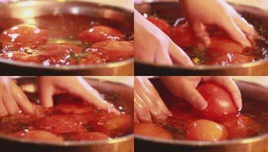 水盆清洗浸泡西红柿 (5)高清在线视频素材下载