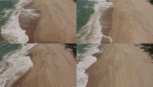 航拍海岸沙滩的景色高清在线视频素材下载
