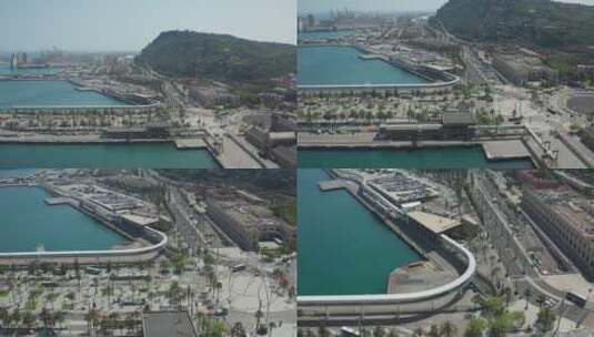 港口城市视图鸟瞰高清在线视频素材下载