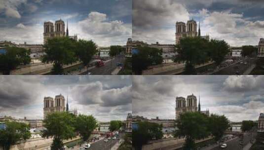 巴黎圣母院上空的云景延时高清在线视频素材下载