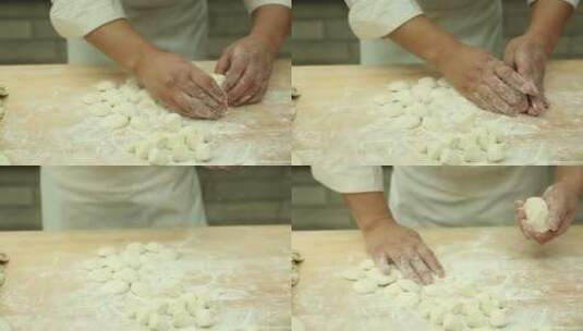 擀面杖擀皮包饺子高清在线视频素材下载