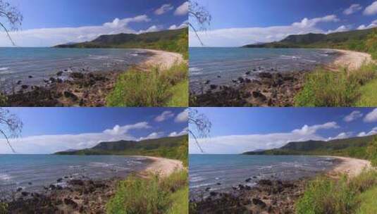 海岸边的岩石海滩高清在线视频素材下载