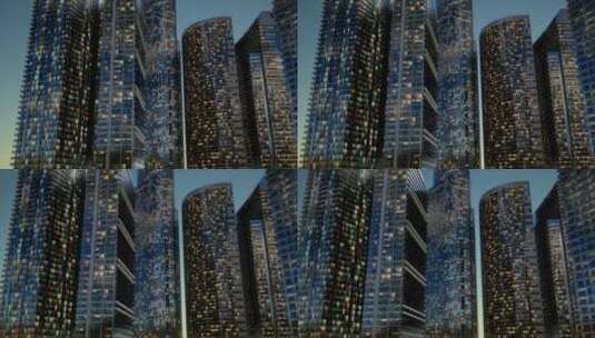 傍晚城市里的摩天大楼高清在线视频素材下载