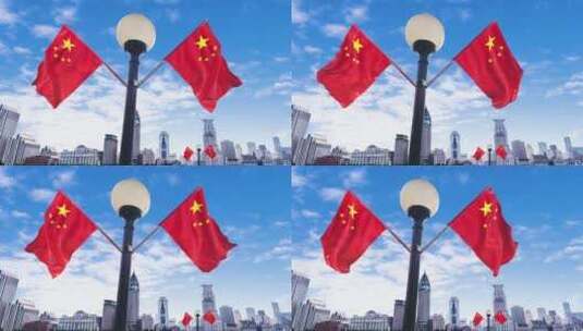 上海市外景红旗高清在线视频素材下载