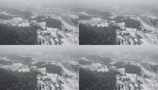 航拍山村雪景高清在线视频素材下载