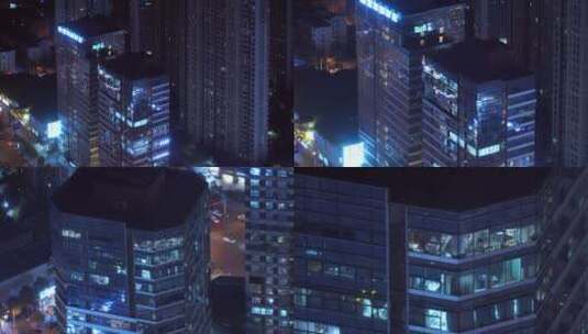 4k深夜加班-繁华城市写字楼高清在线视频素材下载