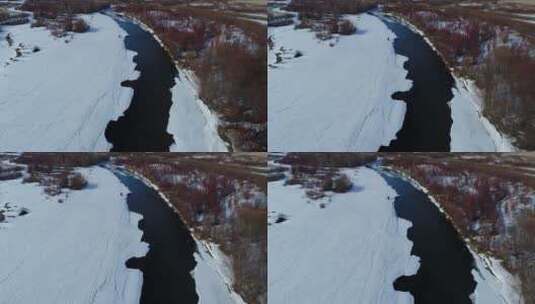 航拍原野冰河风光高清在线视频素材下载