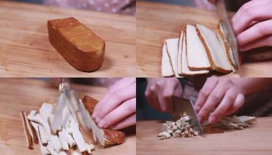 【镜头合集】菜刀切豆制品香干高清在线视频素材下载