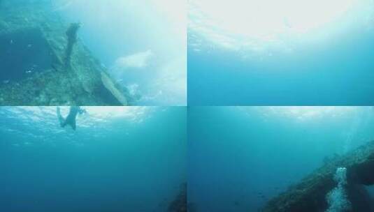 巴厘岛沉船自由潜高清在线视频素材下载