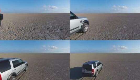 汽车在沙洲上行驶高清在线视频素材下载