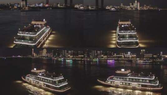 武汉长江大桥观光船高清在线视频素材下载