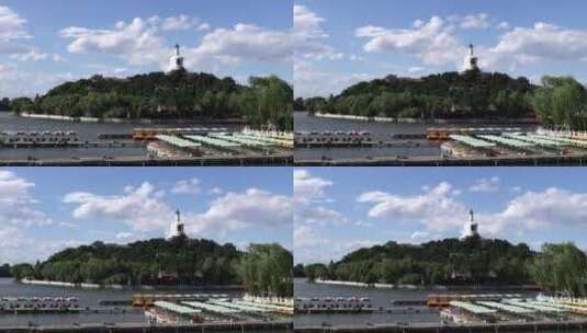延时北京北海公园白塔及上空移动的云高清在线视频素材下载