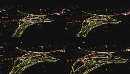 4k航拍青海西宁夜景交通枢纽高清在线视频素材下载