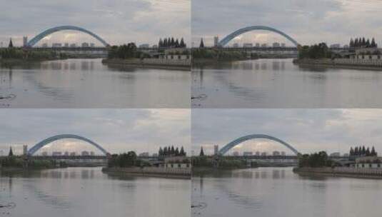 城市大桥云彩水面延时高清在线视频素材下载