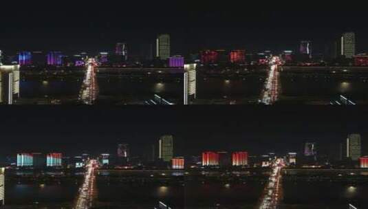 城市延时湖南长沙橘子洲大桥夜景延时高清在线视频素材下载