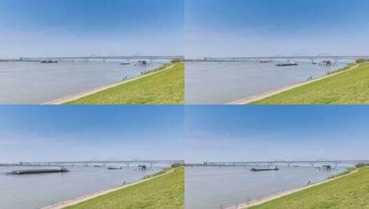 九江长江大桥及浔阳江段在春光明媚延时高清在线视频素材下载