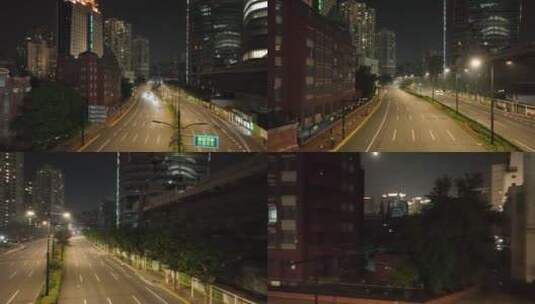 徐家汇漕溪北路夜景航拍高清在线视频素材下载