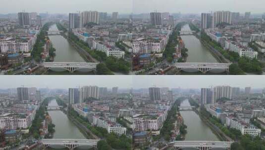 湖南邵阳城市沿河风光航拍高清在线视频素材下载