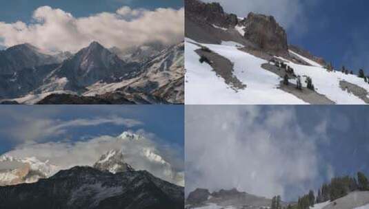 雄伟山脉雪山风景延时云层喜马拉雅高清在线视频素材下载