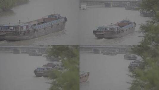 【空镜】4K江南运河景观-货船-log原片高清在线视频素材下载